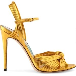 Public Desire Gold Knot Heels sz 38
